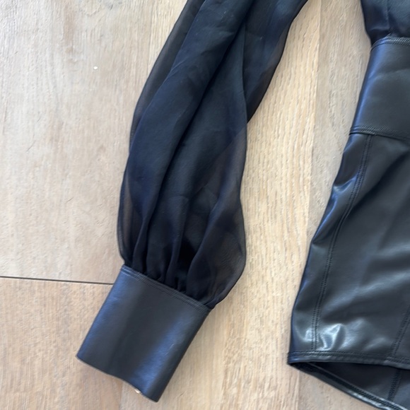 Honey Birdette one piece Black Sheer Long Sleeve Bodysuit with Zipper - Picture 3 of 7